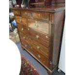 A late Regency North country mahogany chest of three small frieze drawers over four long graduated