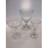 A collection of 19th century and later glassware to include rummers, spirit glasses, etc