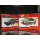 Britains: 42734 Livestock building, 42733 Dual purpose building, and a quantity of other Britains