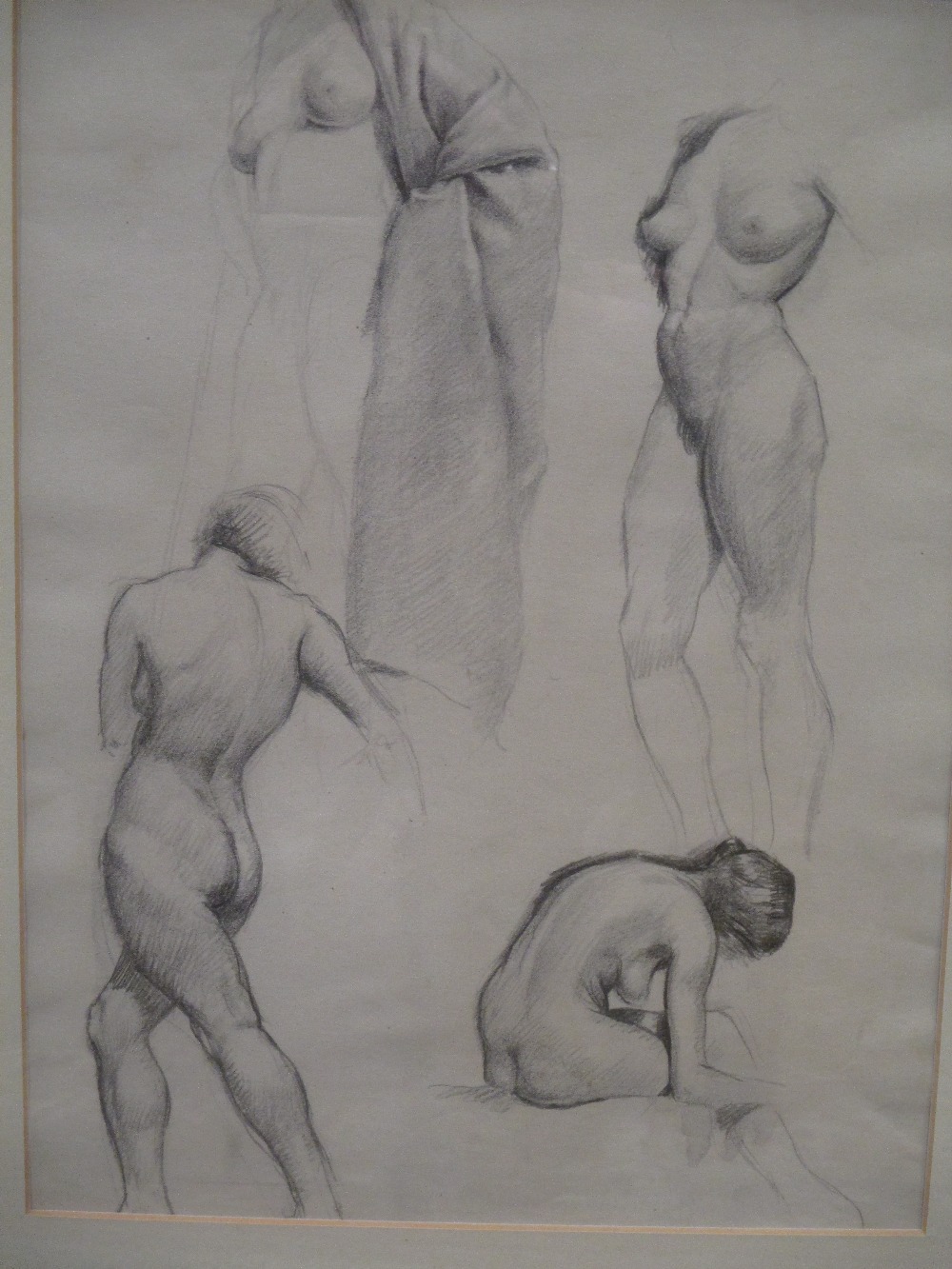 Percy Horton (British, 1897 - 1970) Two studies of nudes and a sketch of a breast feeding baby -