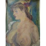Modern British School, 20th Century, Portrait of nude woman, oil on canvas