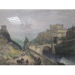 A box of miscellaneous landscapes in watercolour of Toledo, and other subjects in embroideries and