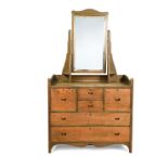 A green stained ash dressing chest, possibly by George Walton, with mirror superstructure and