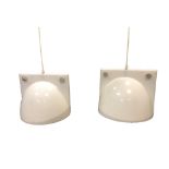 Harvey Guzzini, a pair of white acrylic 'Orione' pendant lights, circa 1970 30 x 30cm (12 x 12in)