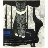 § Sheila Robinson (British, 1925-1988) Bib Cat on a chair signed lower right "Sheila Robinson