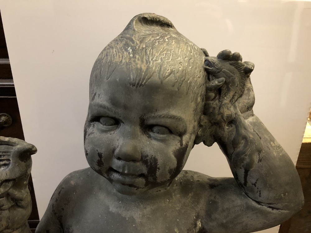 After James Woodford, RA (British, 1893 - 1976), a bronze model of a boy, modelled holding seashells - Image 3 of 4