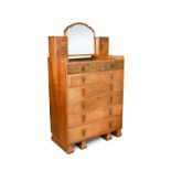 Peter Waals (1870-1937), a good cedar lined walnut dressing chest, designed by Hugh Greville