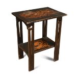 An Arts & Crafts lacquered occasional table retailed by James Rogers & Son of Oxford, the