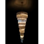 A Murano glass Trilobi chandelier by Venini, of spiral tiered waterfall design 200 x 70cm (78 x
