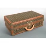 Louis Vuitton, a monogrammed canvas and leather shoe case, late 20th century, the fitted interior