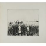 § Jamie Boyd (Australian/British, b.1948) Children and riders in a cornfield signed lower right "