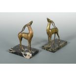 Géorges Benoit, (French, 20th century), a pair of Art Deco bronze models of Gazelle, the gilt bronze