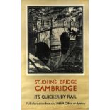 Gwen Raverat (British, 1885–1957), for L.N.E.R., St. John's Bridge, Cambridge, It's quicker by Rail,