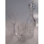 Glass, various, some signed, and a pair of pierced candleholders