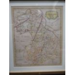 Robert Morden, A map of Cambridgeshire, hand coloured engraving, gilt framed, circa 1695