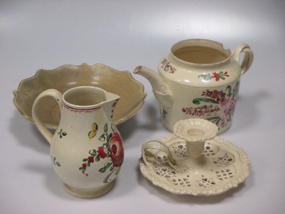 A collection of 18th century and later creamware, to include a melon tureen and cover, crested - Image 3 of 3