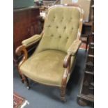 An early Victorian rosewood frame easy armchair