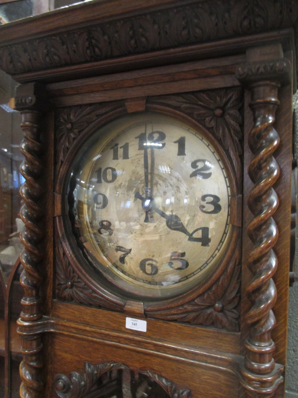 An 8 day oak longcase clock with barley twist column supports on paw feet 201cm high - Image 2 of 3