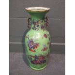 A Masons Ironstone pottery floor vase in the Oriental taste with cover