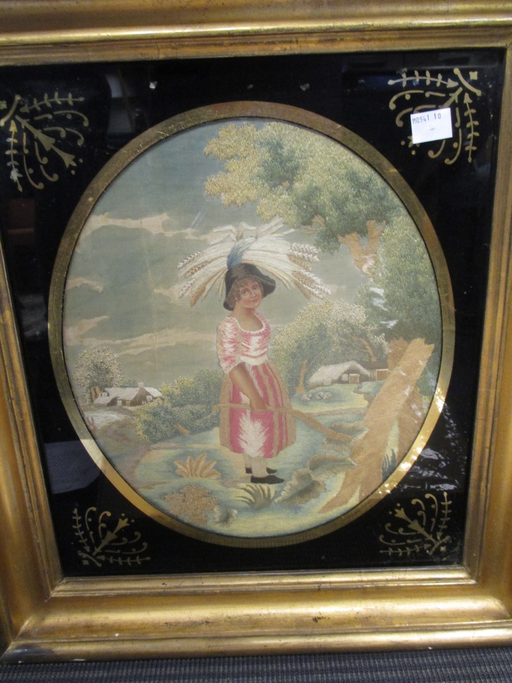 Three 19th century silk needlework pictures emblematic of the four seasons, framed (3) - Image 3 of 5