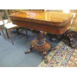 A William IV mahogany pedestal card table, 91cm wide