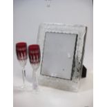 A Waterford frame 'Marquis' & a pair of tall Waterford glasses (3)