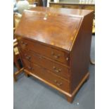 A mahogany bureau, 107 x 92 x 50cm