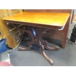 A Victorian mahogany side table with scroll legs, 92cm wide