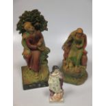 A Staffordshire figure group of Elijah, a pearlware figure emblematic of 'Winter', seven other