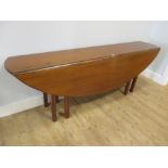 A 19th century mahogany Irish wake table, 74 x 214 x 40cm closed 131cm open