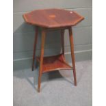 An Edwardian inlaid and crossbanded octagonal occasional table, 69 x 54 x 54cm