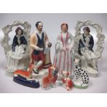 A collection of Staffordshire figures to include Shakespeare, Princess Alexandra of Denmark, a
