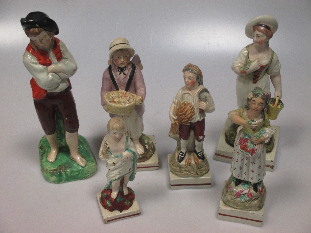 A Staffordshire figure group of Elijah, a pearlware figure emblematic of 'Winter', seven other - Image 3 of 5