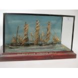 A cased model of a four masted barque 'Herzogin Cecilie' together with a print of HMS Swiftshore,