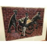 Marek (20th century), Costermonger barrow, etching, signed, numbered 20/25, dated '52; a small