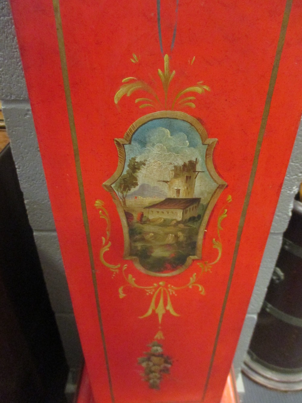 A red lacquer longcase clock, 175cm high - Image 3 of 4