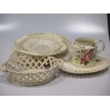A collection of 18th century and later creamware, to include a melon tureen and cover, crested