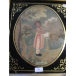 Three 19th century silk needlework pictures emblematic of the four seasons, framed (3)