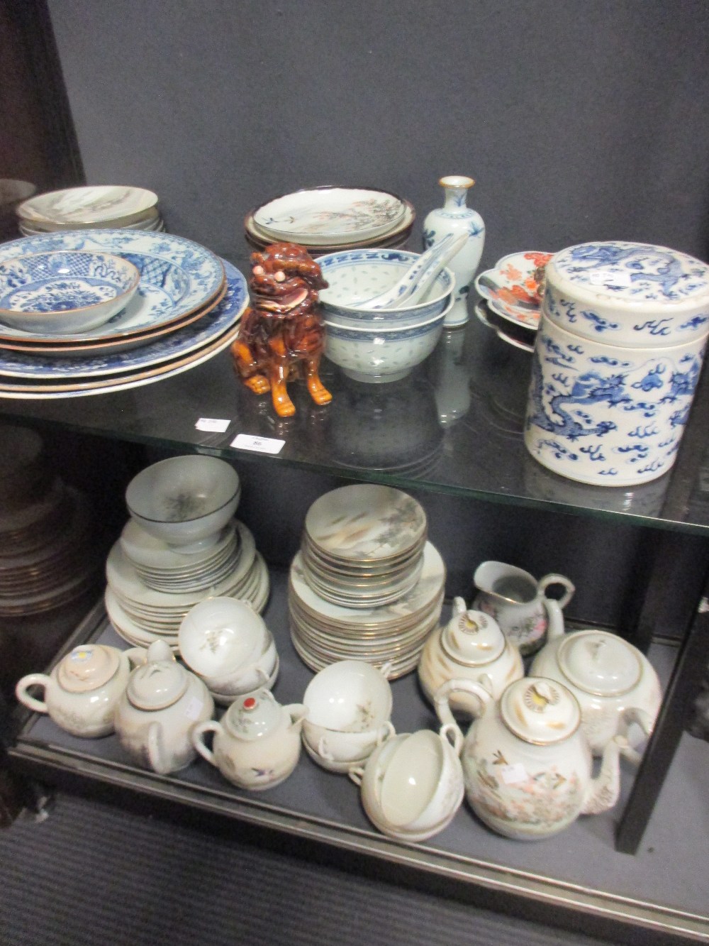 Collection of Oriental china, including blue and white and eggshell teawares