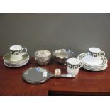 A Susie Cooper teaset, a quantity of Shelley ware and silver and plated items