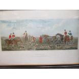 Four framed Leicestershire fox hunting prints, titled 'the first ten minutes - shaking off the