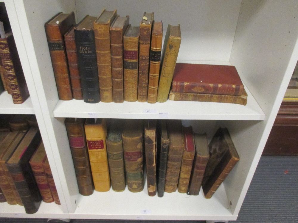 Church literature, mostly leather bound, a mixed assortment of mostly 19th century books,