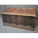 A 17th century oak coffer chest, 59 x 126 x 69cm