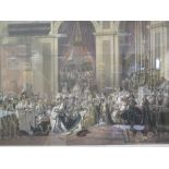Jazet, after Jacques-Louis David, The Coronation of Napoleon, coloured aquatint, published by Michel
