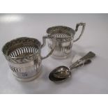 A set of six '800' standard silver glass holders and three silver teaspoons