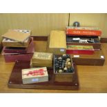 A collection of 20th century board games to include blow football, chess boards, dominoes