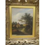 W. Gates (19th century), Country scene, oil on canvas, signed, composition gilt frame, 44 x 34cm;