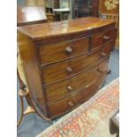 A Regency mahogany bow front chest of drawers, 98 x 107 x 52.5cm