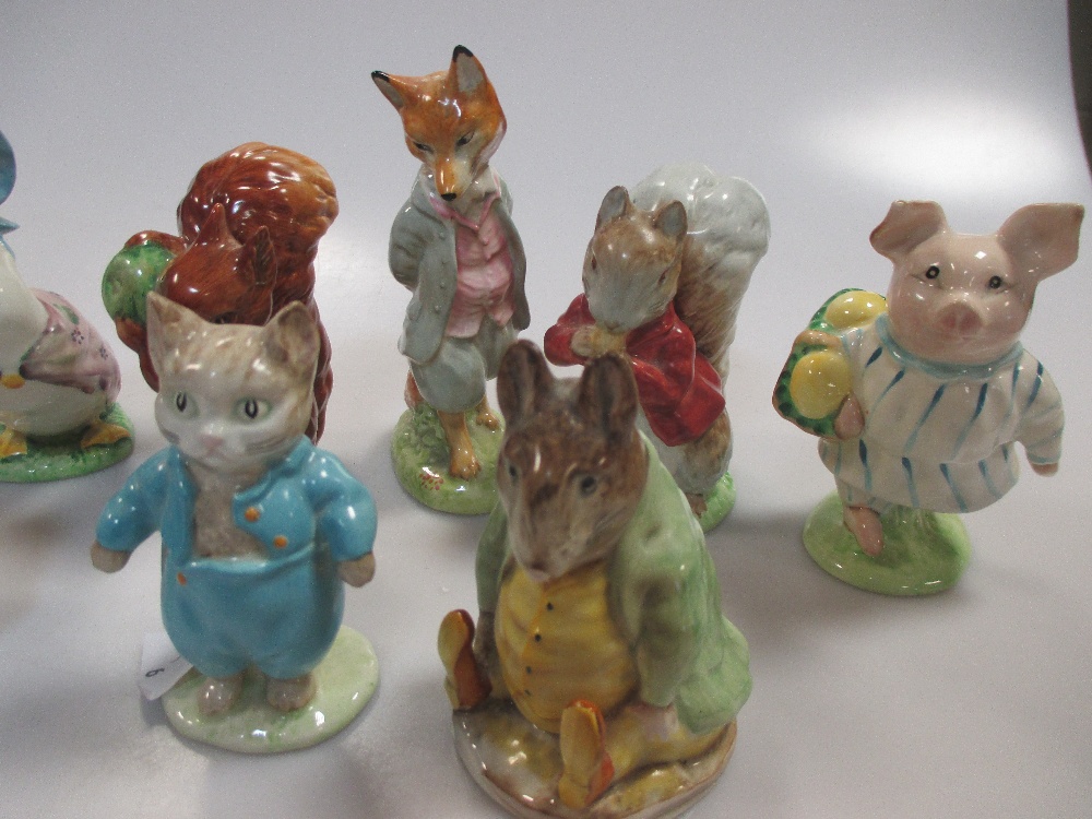 A collection of Beswick Beatrix potter figures, 9 figures with gold oval backstamp c1955-72 to - Image 3 of 8