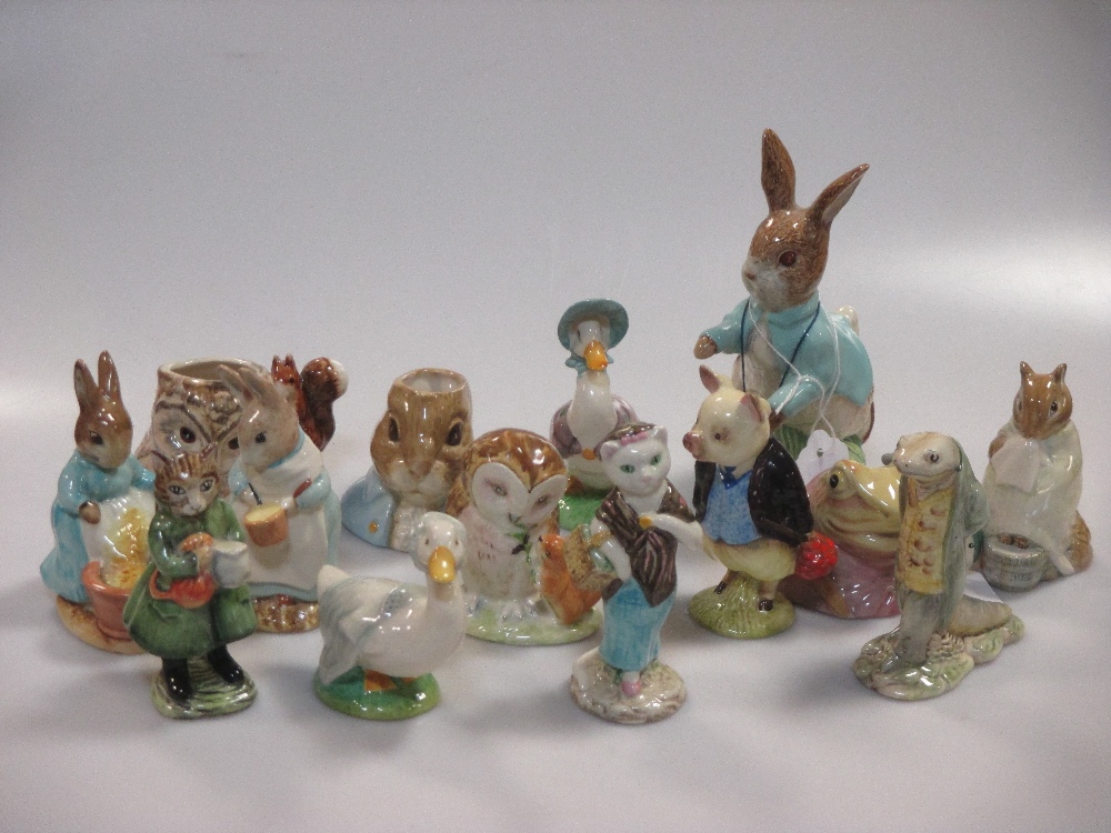 A collection of Beswick Beatrix potter figures, 9 figures with gold oval backstamp c1955-72 to - Image 7 of 8